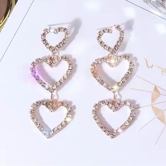 heart dangle earrings H187 - Picture 1 of 6